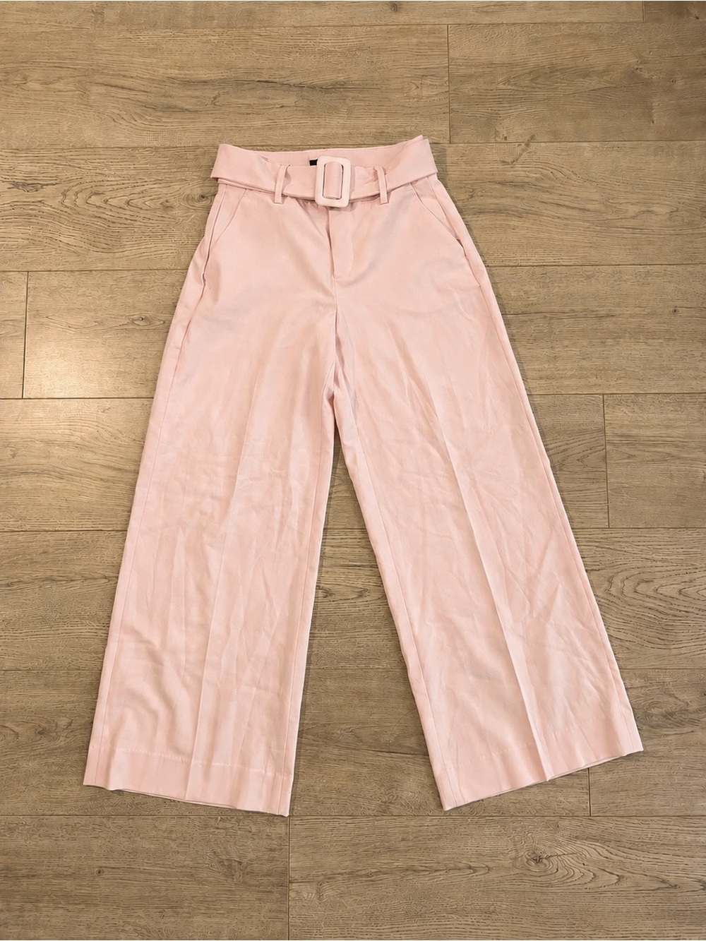 Banana Republic Pale Pink Wide Leg High-Rise Pants with Self-Fabric Belt